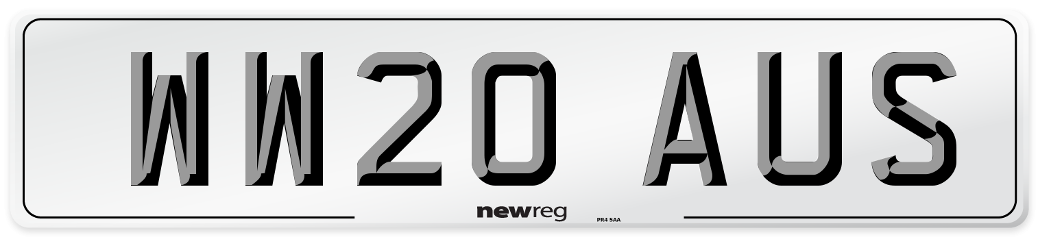 WW20 AUS Number Plate from New Reg